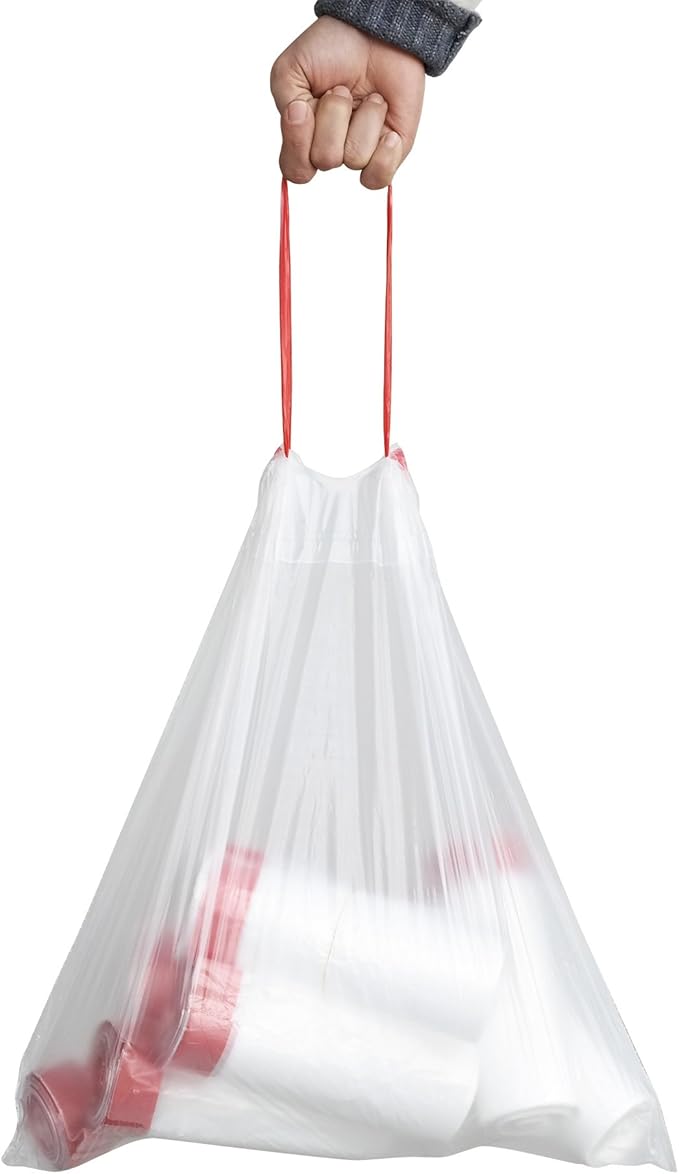 Pekky 13 Gallon Kitchen Drawstring Trash Bags Heavy Duty Clear 105 Counts