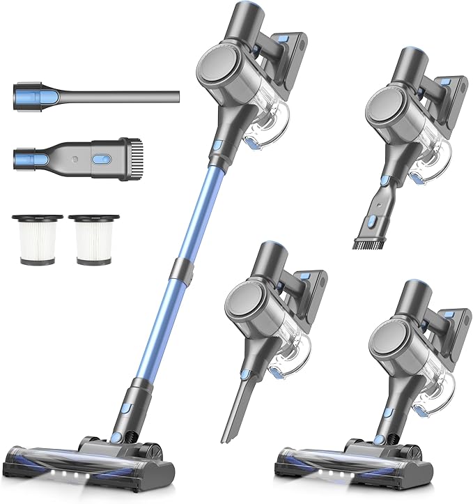 Zefiro Cordless Vacuum Cleaner for Home450W /40Kpa 50Mins Stick VacuumAnti-Tangle 1.5L Dust Cup Rechargeable Wireless Handheld Vacuum for Pet Hair/Carpet/Floor