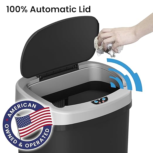 iTouchless 13 Gallon Automatic Trash Can with Sensor 2.0 Technology &amp Odor Filter – Touchless Slim Space-Saving Design for Hygiene-Conscious Homes Offices &amp Busy Families – Black Durable Pl