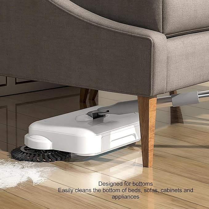 Hand Push Sweeper Manual Floor Cleaning Mop 360 Degree Rotation 2 in 1 Wet Dry Dual Use Foldable Compact Design with Soft and Coarse Brush for Hard Flat Floor Tile Wood