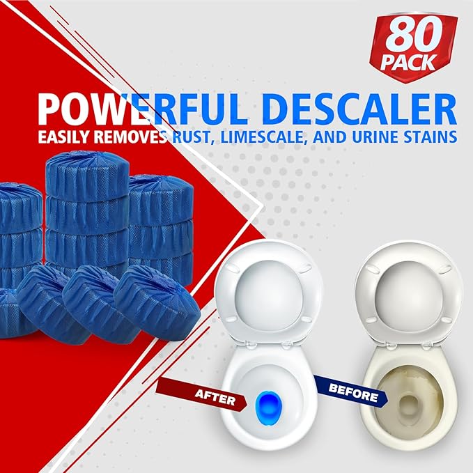 USKICH 80 Pack Toilet Bowl Cleaner TabletsBlue Automatic Toilet Tank Cleaners Long-Lasting Household Toilet CleanersToilet flush Cleaning &amp Deodorizer