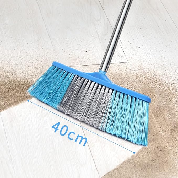 LandHope Heavy Duty Broom 15.75in Wide Push Broom 45.67in Long Handle Adjustable Floor Sweeper for Indoor Outdoor Commercial Warehouse Home Kitchen Patio Garden Garage