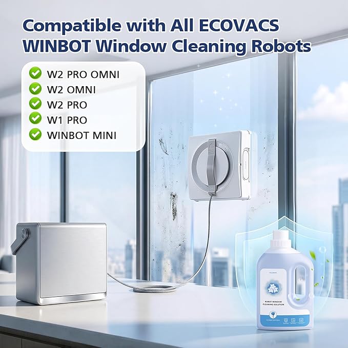 Window Cleaning Solution Compatible with ECOVACS Winbot W2 PRO OMNI/ W2 OMNI/ W2 PRO/ W1 PRO/WINBOT MINI1L