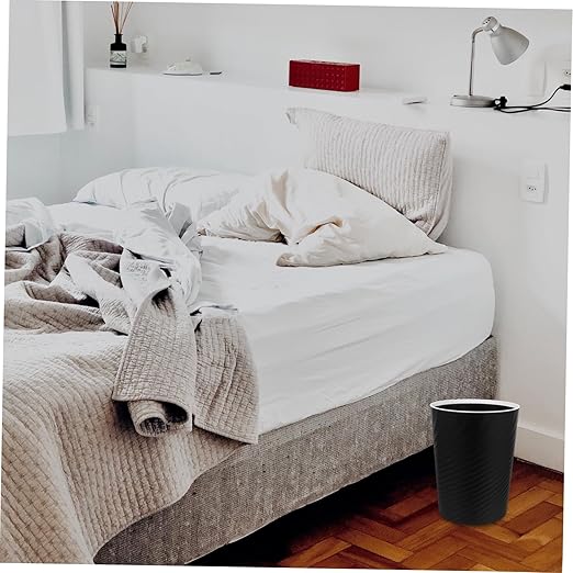 STOBOK 2pcs Small Trash Bin Ribbed Pattern Wastebasket for Bathroom Office Kitchen Compact Rubbish Basket Effortless Space-Saving Design