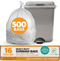PlasticMill Heavy Duty Trash Bags - Clear Garbage Bags - Plastic Trash Bags - Kitchen Bathroom Office Garbage Bags Trash Can Liners - 12-16 Gallon 1 Mil 24x31 (500-Count)