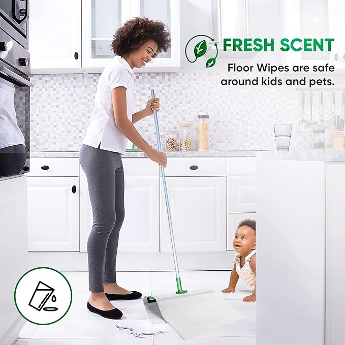 Yugi XXL Wet Floor Wipes For Squeegee StickMulti Surface Cleaning WipesFresh Aroma ScentHuge Disposable Wipes (27.5 x 15.7)Extra Thick(6 packs - 60 wipes)