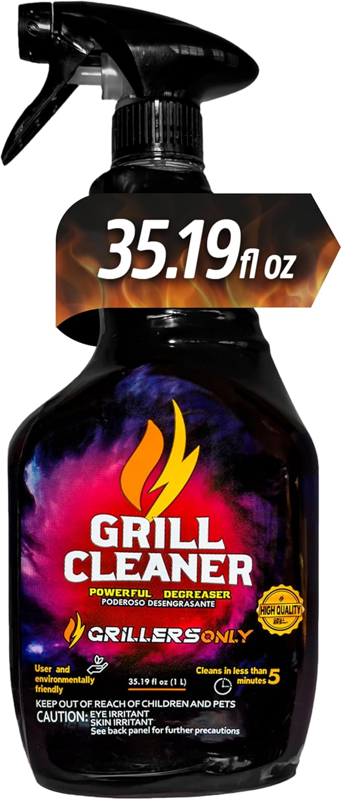 Grill Cleaner Spray &amp Degreaser | Heavy-Duty Grill Spray for BBQ Griddles &amp Cast Iron Cleaner - Professional Outdoor Kitchen Formula - 35.2 fl oz.