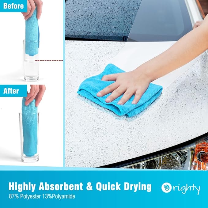 Orighty Microfiber Cleaning Cloth 150 Pack Microfiber Towels for Cars Highly Absorbent Car Cleaning Supplies Lint Free Cloths Clean Rags for Car Care House Kitchen 12x11 inch