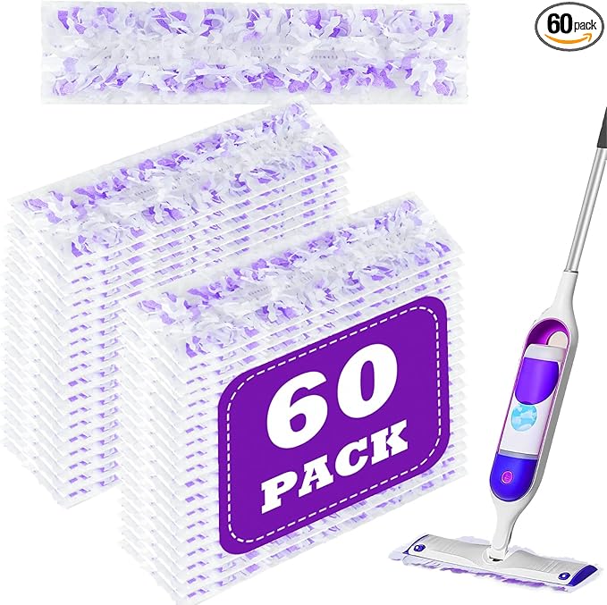 60 Count Power Mop Pads Refills for Swiffer PowerMop Multi-Surface Mopping Pad Disposable Replacement Mop Refill Pads Compatible with Swiffer PowerMopSafe on All Finished Floors.