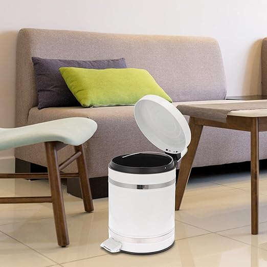 Sosoport Step-on Trash Can with Lid 5.3 Gallon Round Roman Pattern Pedal Garbage Bin Iron Industrial Style Waste Basket for Bathroom and Home Office Use