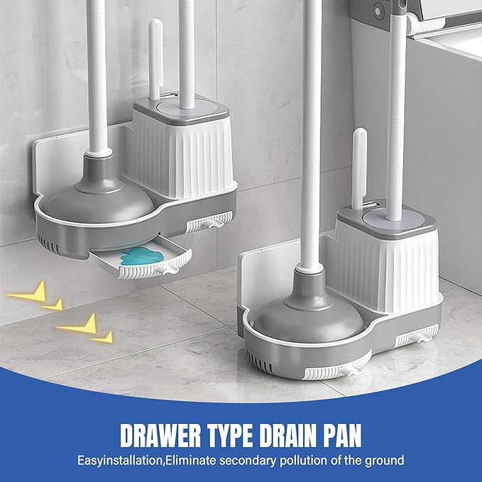 2 Pack Toilet Brush and Holder Set with Plunger Crevice Cleaning Brush for Deep Cleaning Space Saving Storage