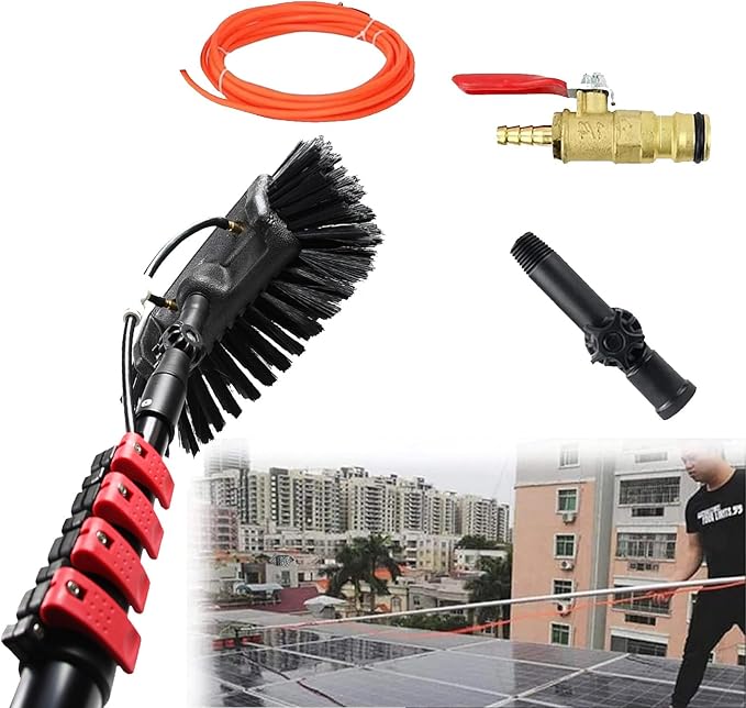Glass Cleaning Brush Home Water Fed Telescopic Pole Kit Solar Panel Brush Rotating for Photovoltaic Panel39.5ft Window Cleaning Rod 6m Roof Cleaning Set Solar Panel Cleaning Brush Clean P