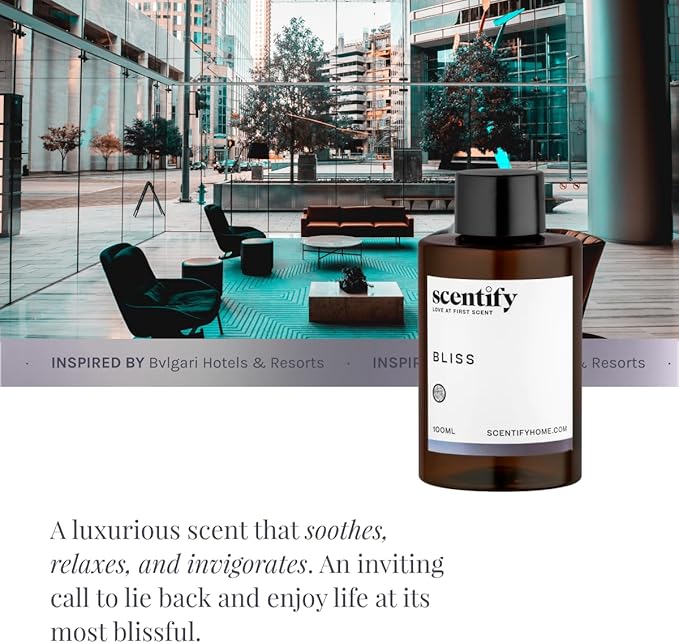Scentify Bliss Aroma Oil Refill Scent for Oil Diffusers - Eucalyptus Bergamot Tea &amp Powdery Scents - Luxurious Relaxing Aromatherapy Diffuser Fragrance 470ml 16 oz