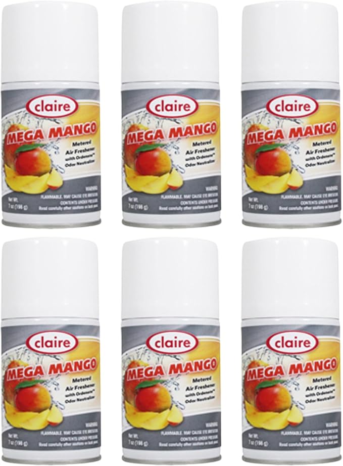 Claire CL116 Mega Mango Metered Air Freshener 7 Oz. Net Wt. (6 Pack)