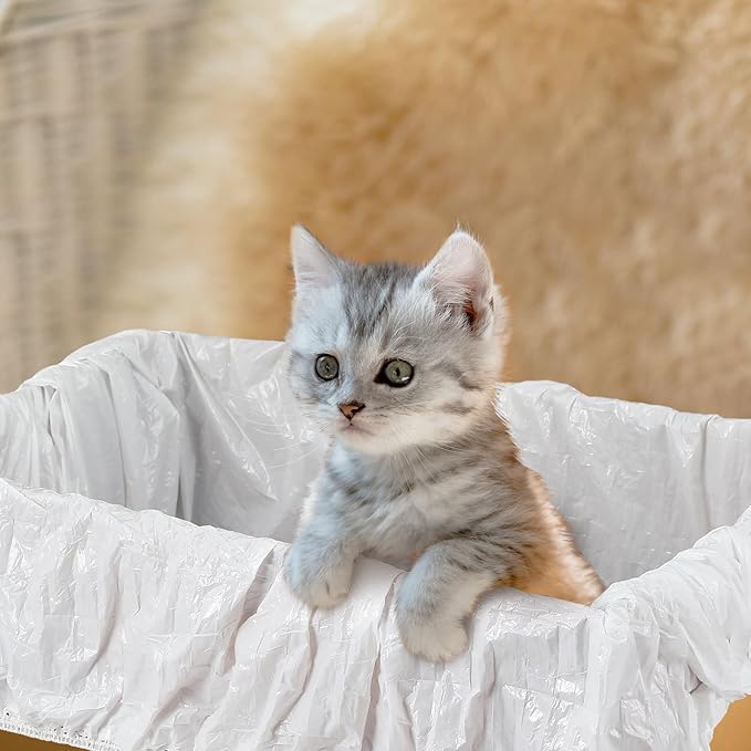 Honoson 50 Pcs Elastic Band Trash Bags for Popur X5 Self-Cleaning Litter Box Self Cleaning Litter Box Home Trash Bags for Cat Kitty (Clear)