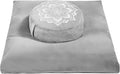 Meditation Zafu Cushion Set with Buckwheat Hulls &amp Memory Foam - Ergonomic Support for Yoga &amp Sitting - Removable Machine-Washable Luxury Velvet Cover - for Adults and Kids (Grey)