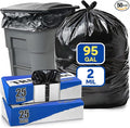 95-96 Gallon Trash Bags Heavy Duty 100 Pounds Extra Large Industrial Durable 90-100 Gal Black Garbage Can Liners Fits Rubbermaid Brute 95 gal Trash Cans - 61 x 68 2 Mil (50 Pack)