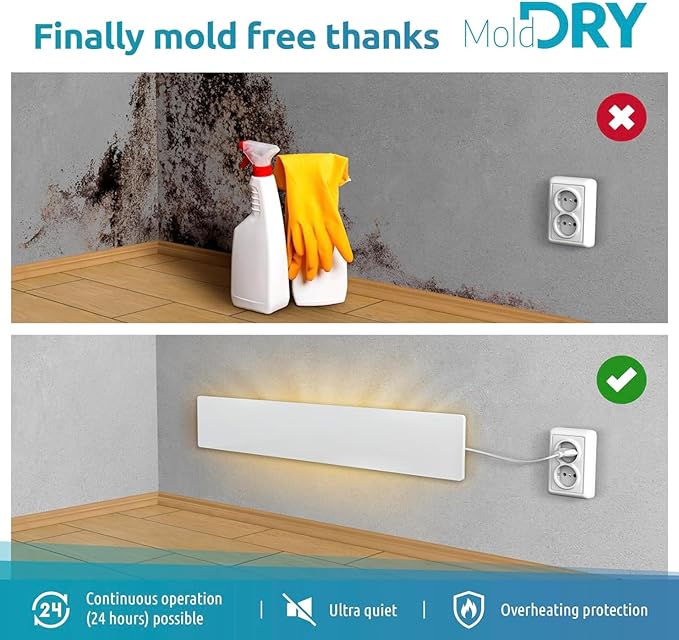 ELIAS Mold killer - Black mold remover for walls without chemicals - Wall heating for every room - Powerful anti-mold heating as an alternative to moldspray - Permanently mold-free (1 Set of 2)