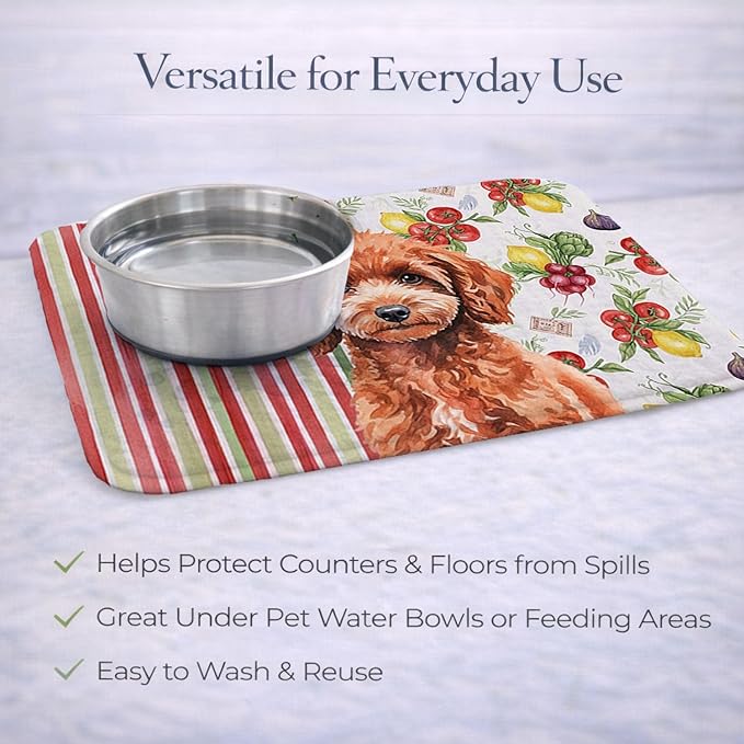 Caroline's Treasures Miniature Red Poodle Vegetables Dish Drying Mat Absorbent Dish Drying Mat Pad for Kitchen Counter Dish Drainer Mat for Countertop 14 x 21 Multicolor