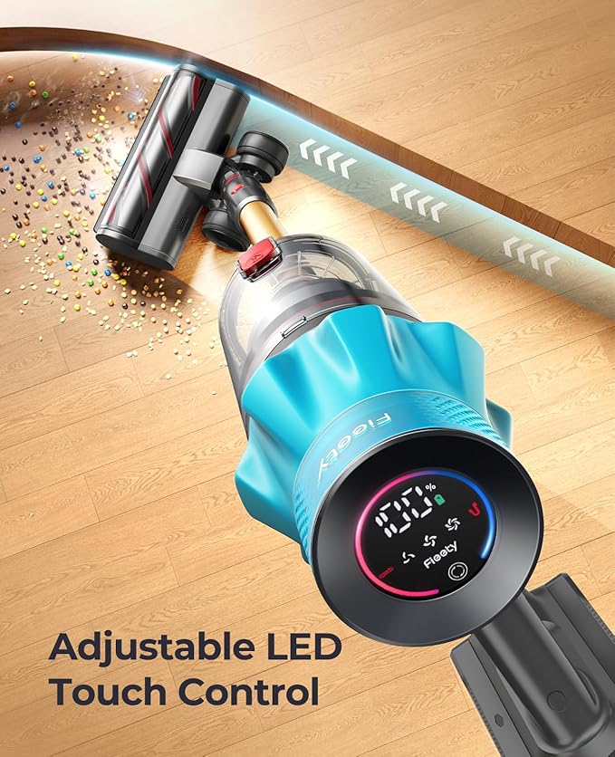 Cordless Vacuum Cleaner 650W/55Kpa Stick Vacuum Cleaners 70 Mins Max Runtime with Charging Dock Self-Standing Handheld Vacuum with Touch Display 6-in-1 Vacuum Cleaner for Carpet/Hard Floor/Pet Hair