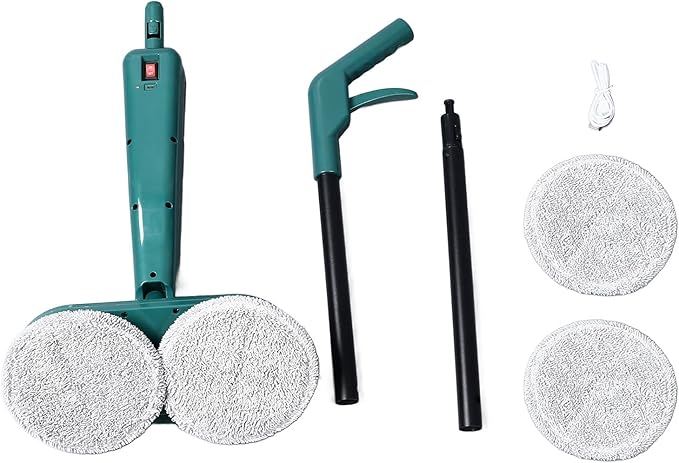 Asixxsix Cordless Electric Mop Lightweight Electric Spin Mopper with Water Sprayer Built in 2000mAh Rechargeable Dual Scrubber Cleaner for Hardwood Tile Laminate Marble