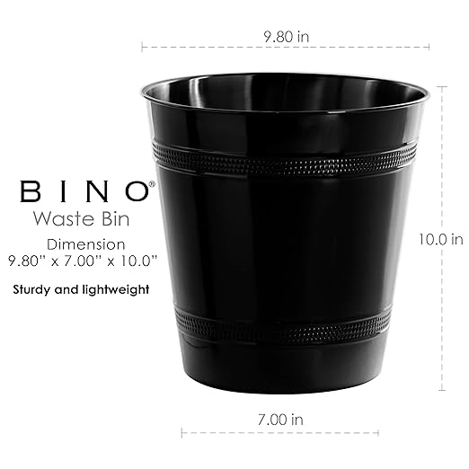 BINO Metal Waste Basket for Home Office Bathroom Dorm Kitchen and More | Trash Can Bin for Bedroom | Desk Trash Can | Home Essentials