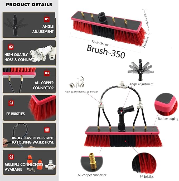 Telescopic Water Fed Cleaning Brush with 180° Rotatable Head Extendable up to 10 Metres Ideal for Outdoor Window Glass Solar Panels