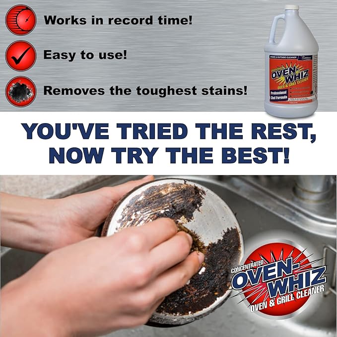 1 Gallon (128 Oz.) Oven-Whiz Oven &amp Grill Cleaner by FryOilSaver Co. Removes Tough Stains Carbon Grease &amp Food Burnt for BBQ Grills Ovens Grates for Home Kitchens Restaurant Food Trucks