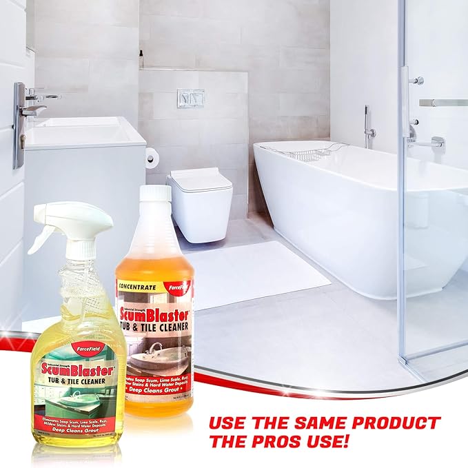 ForceField ScumBlaster: Soap Scum Remover Tile and Grout Cleaner Hard Water Stains and Rust Industrial Strength