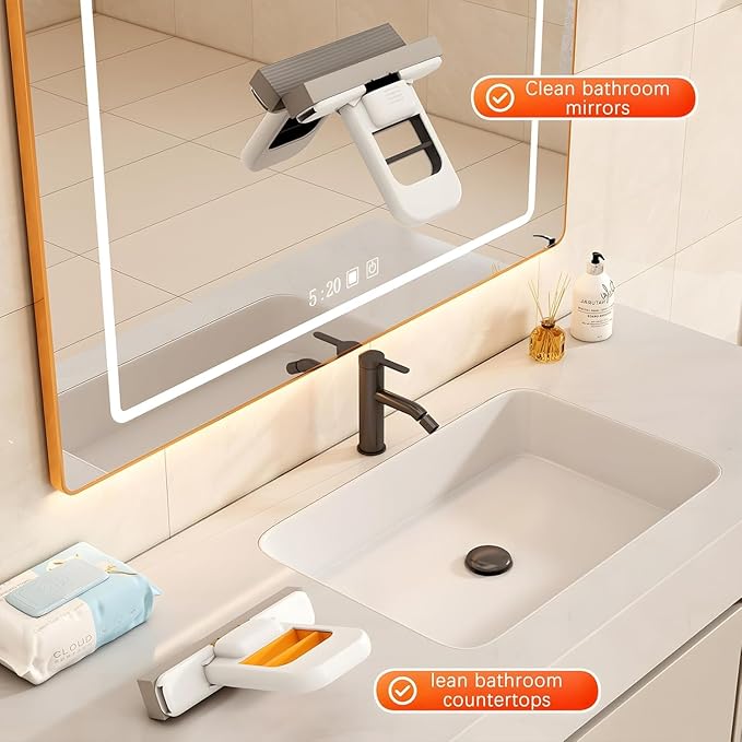 3Pcs Mini Foldable Desktop MopPortable Mini Cleaning Sponge Self-Squeeze Short MopWet and Dry Use Cleaning System for BathroomKitchenDesktopGlassLiving RoomCar