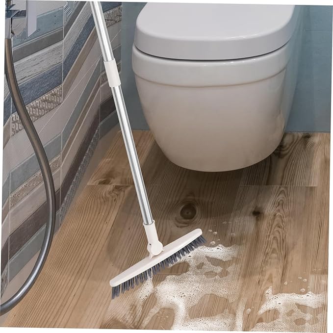 Mobestech 2pcs Floor Scrub Brush Handle Rotatable Cleaning Tool for Deep Clean Bathroom Shower and Tight Spaces Stiff Bristle Design for Grout and Tile Cleaning