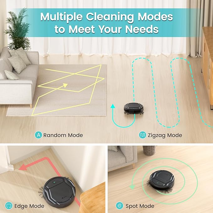 Lefant Robot Vacuum Cleaner 120 Mins Runtime Compact Design Low Noise Powerful Suction Wi-Fi/App/Voice Control Self-Charging Scheduled Cleaning Ideal for Pet Hair and Hard Floors M210 Black