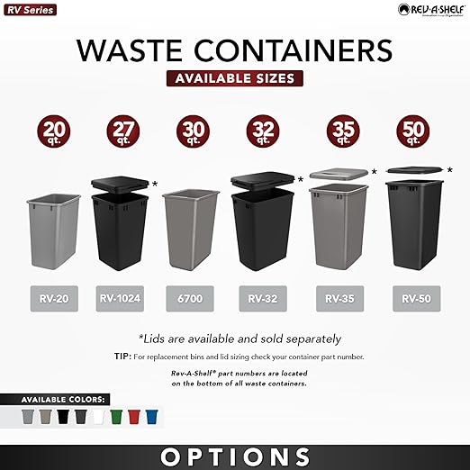 Rev-A-Shelf 30 qt. Silver Polymer Replacement Waste Container Pullouts