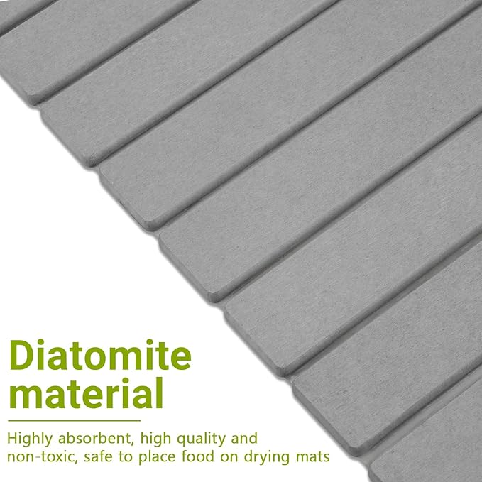 Quick Dry Stone Mat Stone Drying Mat for Kitchen Counter Large Dish Drying Mat - Diatomaceous Earth Dish Drying Mats Modern Fast Dry Pad for Bathroom 24x16 DarkGray