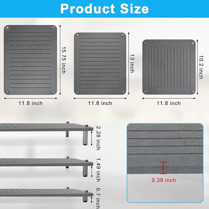 3Pcs Nesting Stone Drying Mat for Kitchen Counter Quick Drying Stone Dish Drying Mat with Non-Slip Feet Super Absorbent Heat Resistant Diatomaceous Earth Dish Drying Mat for Dishes Bottles-Linear