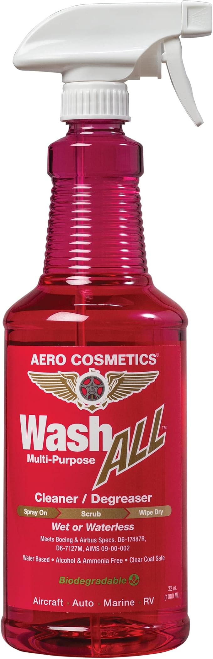 Wash All Multi-Surface Multi-Purpose Cleaner Degreaser 32oz with Microrfiber Aero Towel and Bug Scrubber Pad. Kitchen Bath Floors Furniture Appliances Home Car RV and Boat