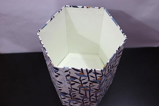 Generic Floral Hand Block Print Paper Dustbin Cotton Printed Wastebasket Indian Vintage Home Decor Hotel Room Decor (1 Green Blue Bell)