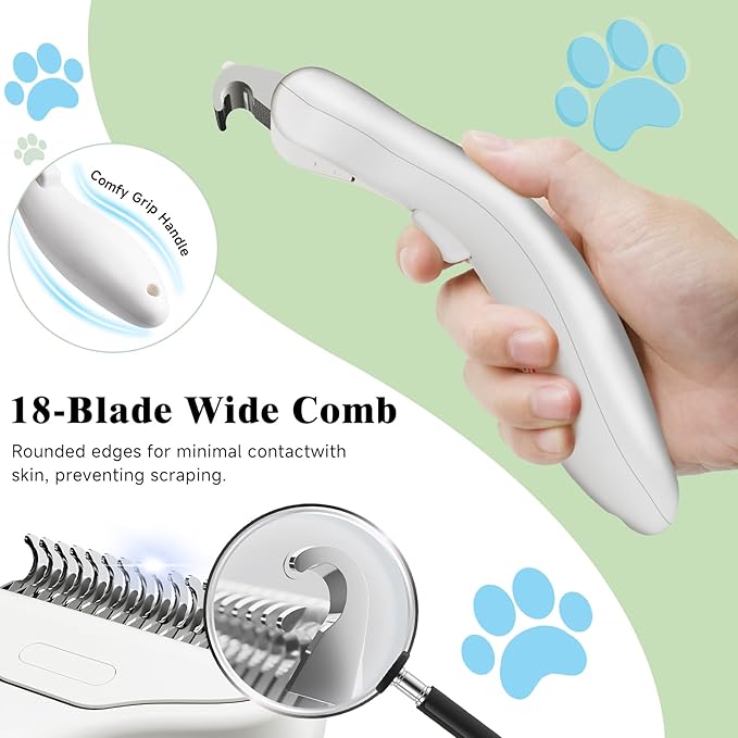 Pet Steam Brush for Dog &amp Cat – shower bath brush – Steam for Shedding &amp Grooming Water Brush for Long &amp Short Haired Pets Spritz Defur Comb 3-in-1 Spray Hair Removal Comb Includes 1*Water