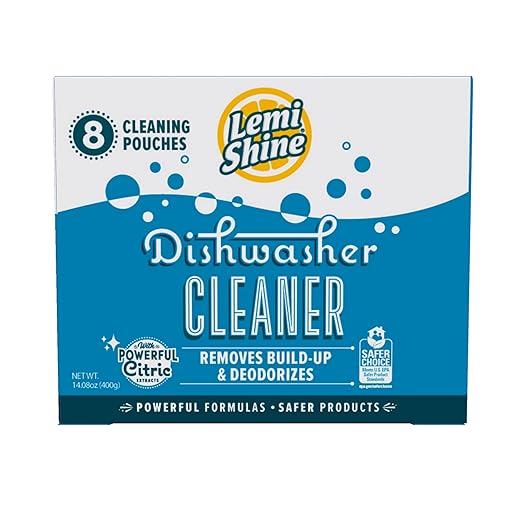 Lemi Shine Natural Dishwasher Cleaner - Hard Water Citric Acid Cleaning Powder - Lemon Scented Eco-Friendly Dishwasher Cleaner &amp Deodorizer - 14.08 oz (8 Pack)