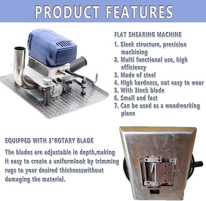 Carpet Trimmer 500W Handmade Carpet Clean Shearing Machine Flat Carpet Shearing Machine Flexible Movement Portable for Household