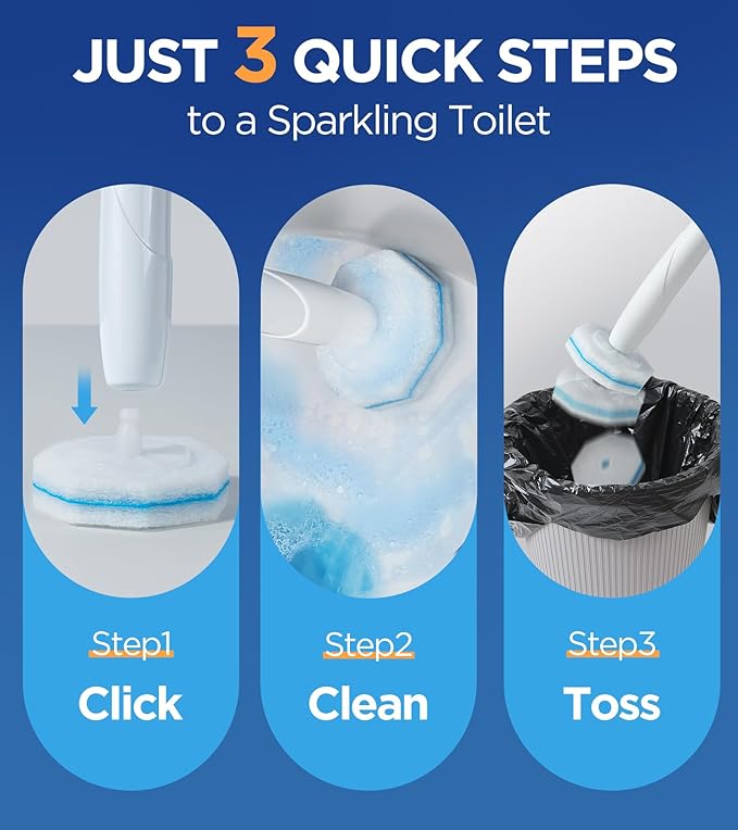 64 Count Toilet Wand Refills for Clorox Toilet Wand 5X Cleaning Power Toilet Bowl Cleaners with Exclusive Formula High-Density Disposable Toilet Brush Scrubber - No Falling Apart Fresh Fragrance