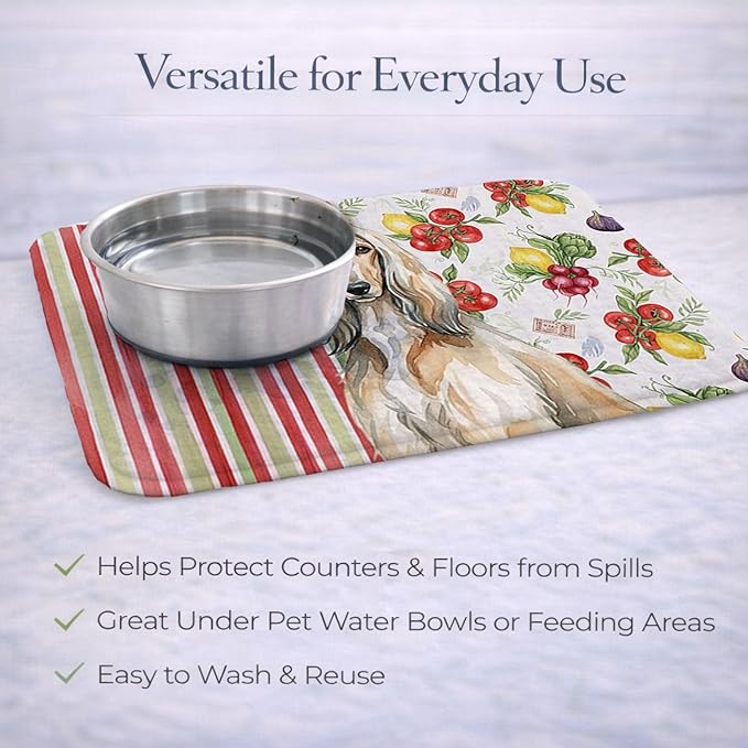 Caroline's Treasures Afghan Hound Vegetables Dish Drying Mat Absorbent Dish Drying Mat Pad for Kitchen Counter Dish Drainer Mat for Countertop 14 x 21 Multicolor