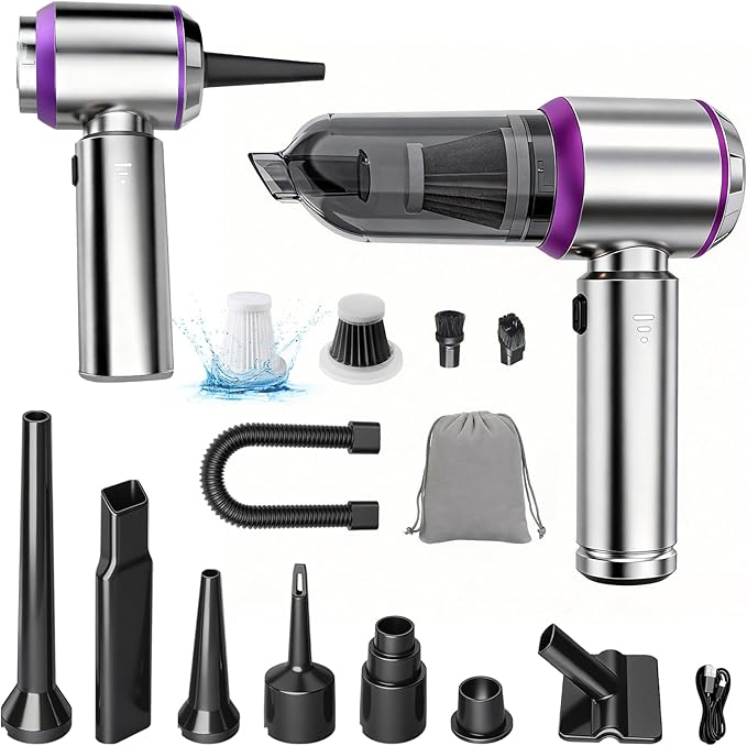 Handheld Car Vacuum Cordless 22000PA Strong Suction Mini Vacuum Cleaner with 100000 RPM Brushless Motor 4-in-1 Portable Vacuum for Car Detailing Camping Home &amp Gift Silver Purple