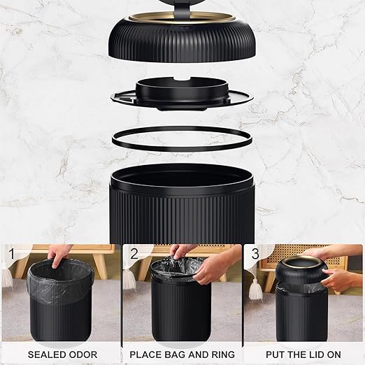 Motion Sensor Bathroom Trash Can with Lid 3 Gallon / 11L Automatic Bathroom Garbage Can Smart Black Garbage Can Touchless Trash Bin Small Waste Basket for Bedroom Kitchen ApartmentOffice