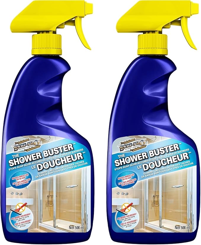 Shower Cleaner Buster Spray - all Types of Surfaces Shower Glass Cleaner Stop Soap Scum &amp Water Stain (2 x 500 ML / 16.9 OZ)