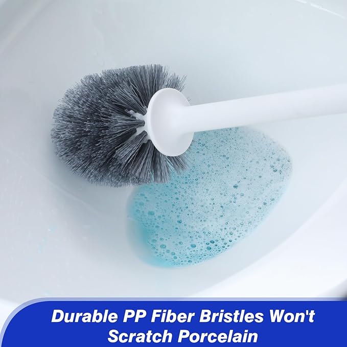 Patelai 12 Pack 18.12 Inch Toilet Bowl Brush and Holder for Bathroom Toilet Bowl Brush Scrubber with Caddy Set for Deep Cleaning (White)