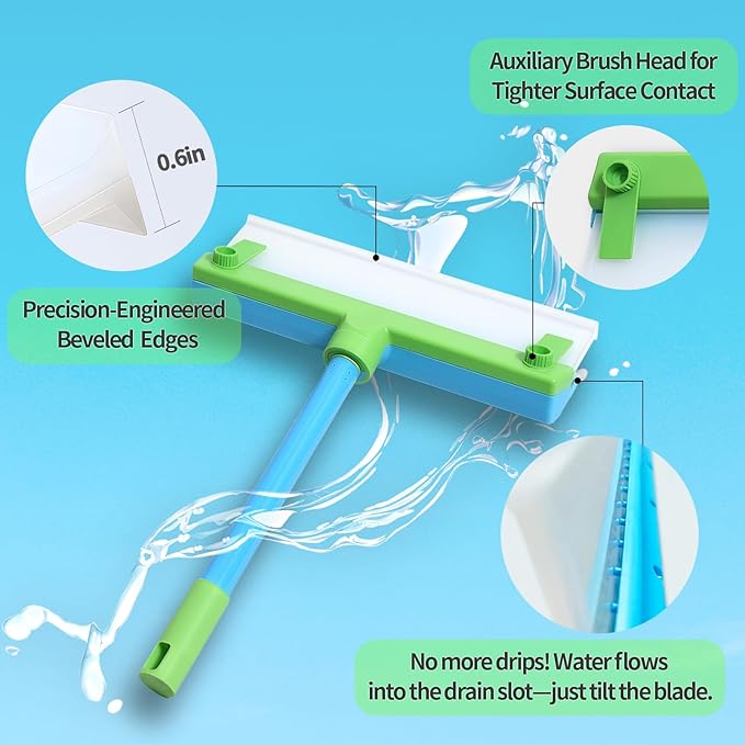 Silicone Window Squeegee KitWindow Cleaning KitRecyclable Silicone Window Squeegee Kit with Washer and Microfiber Cloth(Green)