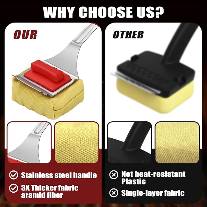 Grill Brush Bristle Free with 2 Cleaning Brush Heads Cleaning with Steam Technology Replaceable Brush Heads &amp Scraper Tool for Stainless-Steel Grates Grill Brush with Stainless Steel Spatula