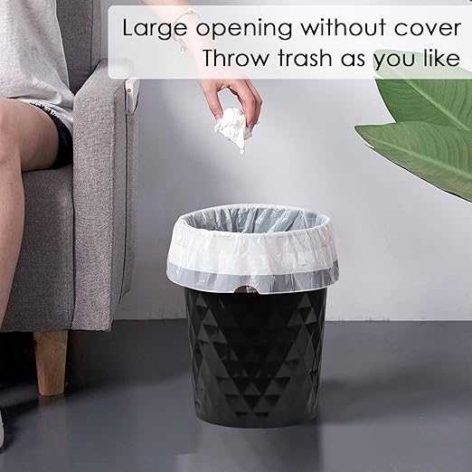YGJT Small Trash Can 3 Pack 1.8 Gallons Bathroom Trash Can Slim Waste Basket Round Garbage Can Plastic Trash Bin for Kitchen Dorm Bedroom Office Living Room Study Compact Spaces(Black B)