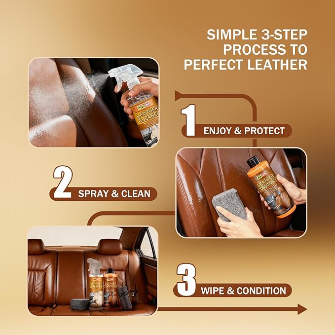 Leather Cleaner and Conditioner Kit Leather Care for Car Seats Furniture Couches Boots Bags &amp More Safe for Any Color 2 x 16oz